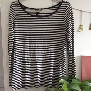 H&M Basic Black and White striped long sleeve top